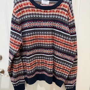 Old Navy Blue and Brown Knit Sweater